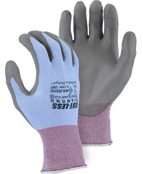 Cut-Less Dyneema Glove with Polyurethane Palm, 18g, ANSI A2 37-1300: click to enlarge